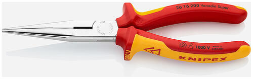 Knipex 26 16 200 - kleště půlkulaté s břity (úzké ploché), certifikace VDE, do 1 000 V - 1