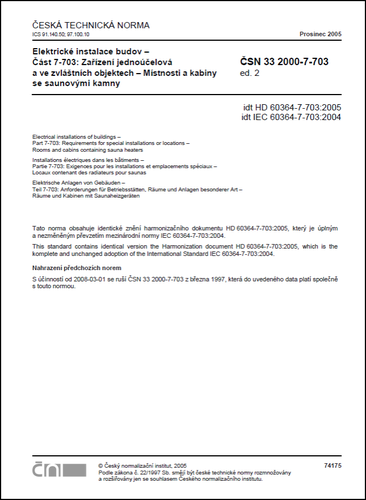 ČSN 33 2000-7-704 ed. 3 - Elektrické instalace nn - Staveniště a demolice